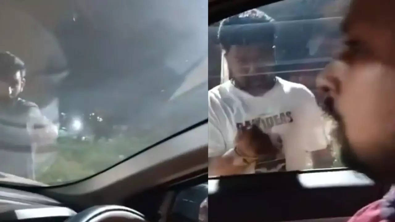 Watch: Road rage in Bengaluru? Man attacks family in car, hurts kid